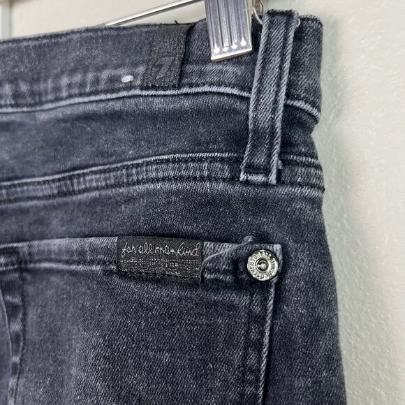 7 For All Mankind Dojo Jeans Women's Size 26 Black Wash Denim Flare Stretch - Picture 11 of 12